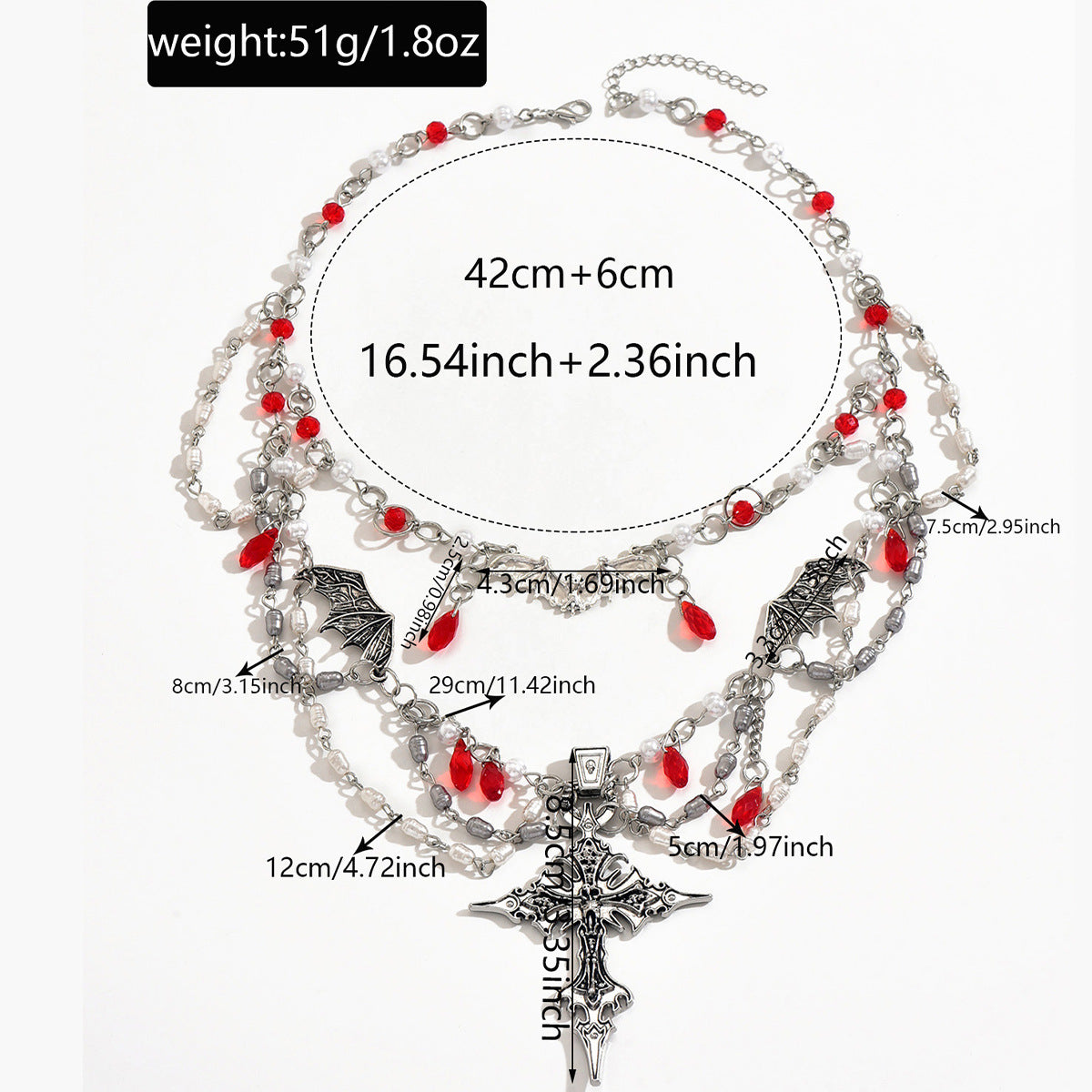 Halloween Cross Necklace Wholesale Cross-Border Vintage Dark Heavy-Duty Gothic Style Necklace Light Luxury Niche Sweater Chain