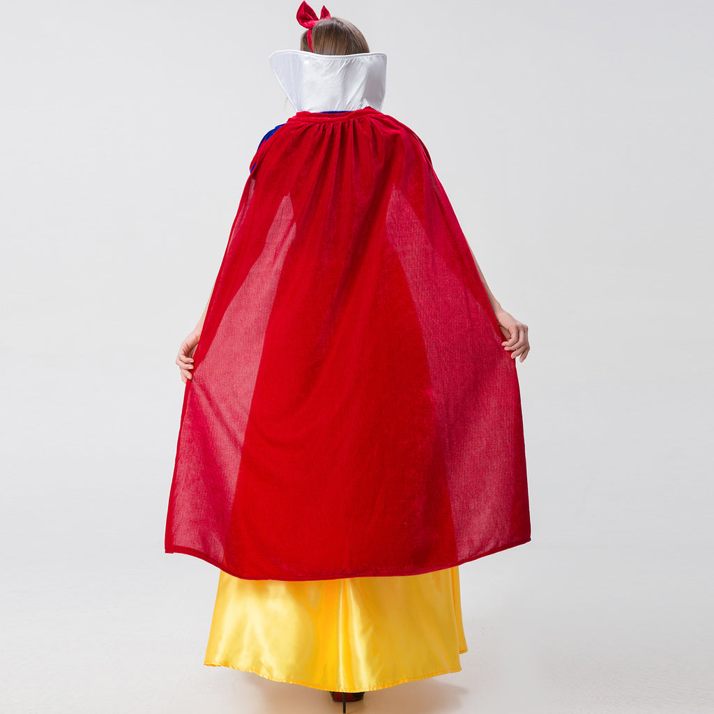 Halloween Costume Adult Snow White cosplay Deluxe Short Sleeve Long Dress Magic Fairy Princess Dress Show