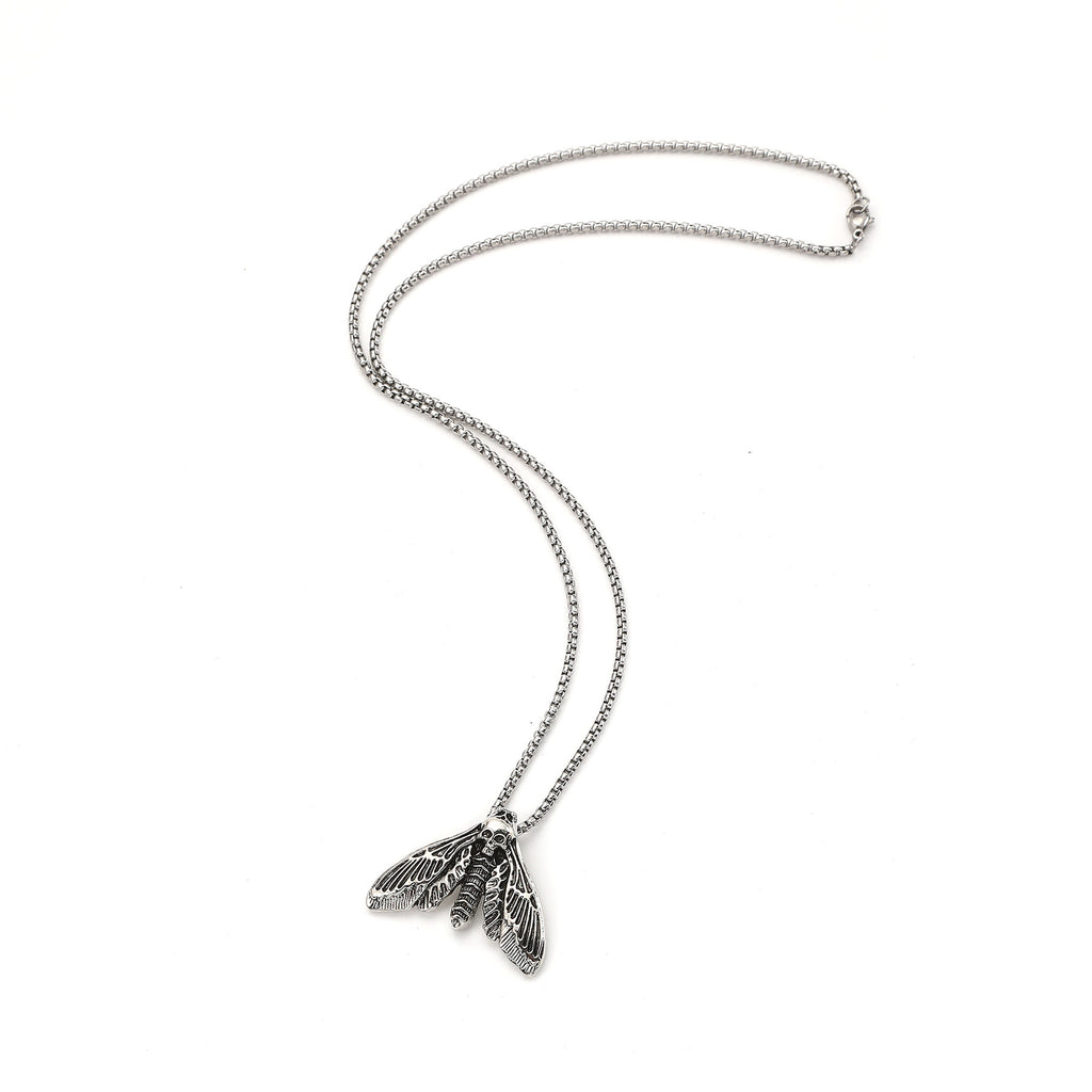 Foreign Trade Hot-Selling Retro Viking Death Skull Moth Pendant Necklace Gothic Decorations Party Accessories Wholesale