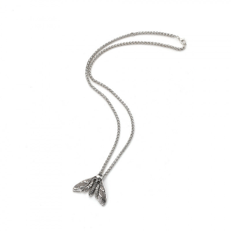 Foreign Trade Hot-Selling Retro Viking Death Skull Moth Pendant Necklace Gothic Decorations Party Accessories Wholesale