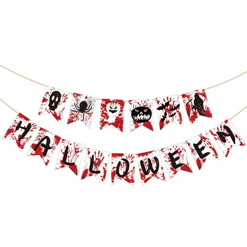Cross-Border New Halloween Flag Party Supplies Decoration Scene Atmosphere Decoration Halloween Flag Banner