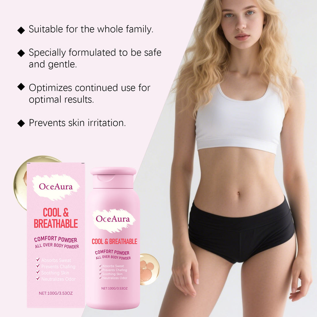 Dry Talcum Powder Remove Odor Sweating Moisture Refreshing Body Inner Thigh Absorption Natural Comfortable Sensitive Skin Care