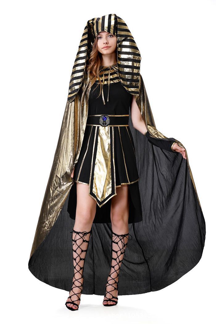 Cross-Border Halloween Egyptian Pharaoh Couple Cosplay Costumes for Men and Women Ancient Greek and Roman King Pharaoh Cleopatra Costumes