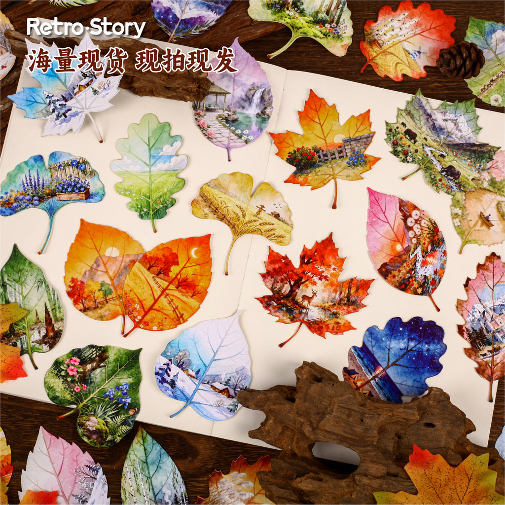 Retrostory Foliage Series Stickers Creative Leaf Landscaping Stickers Decorative Materials Handbook Material Base Stickers