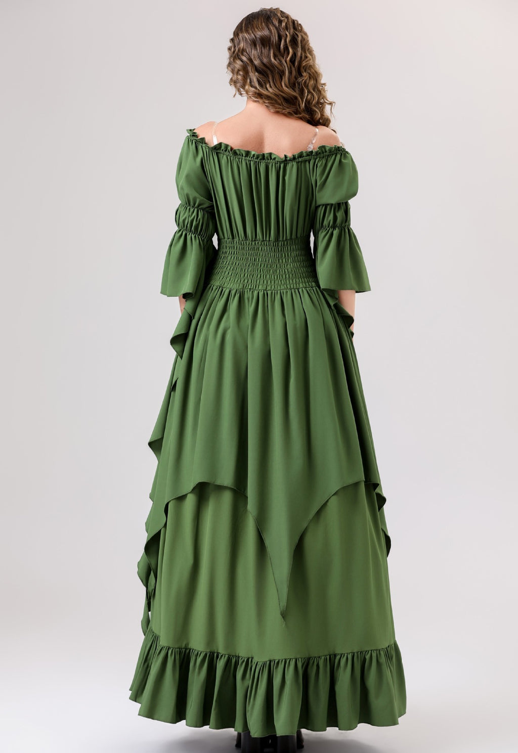 Halloween Medieval Renaissance Retro Dress European and American Square Collar Bundle Waist Dress Stage Performance Costume