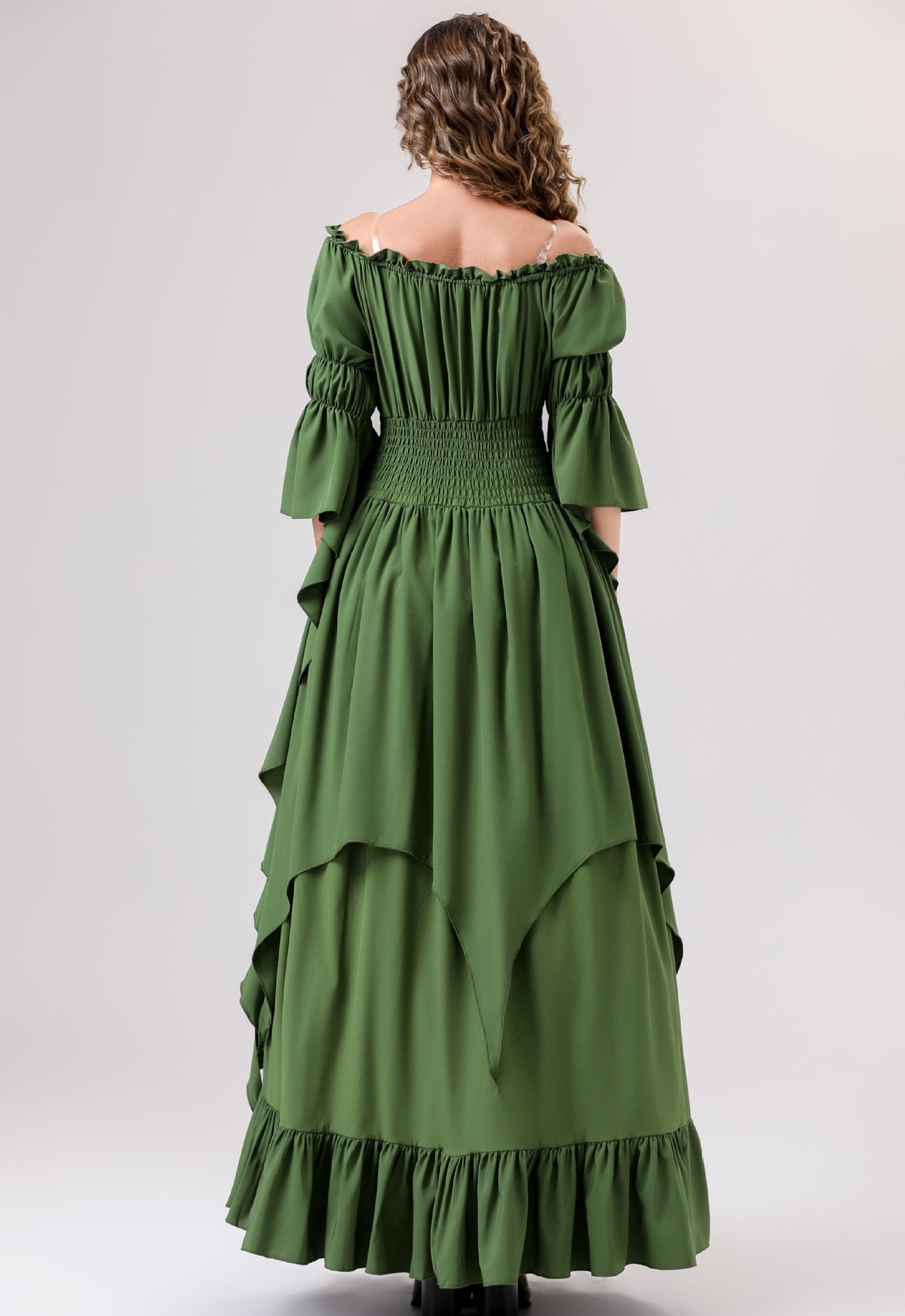 Halloween Medieval Renaissance Retro Dress European and American Square Collar Bundle Waist Dress Stage Performance Costume