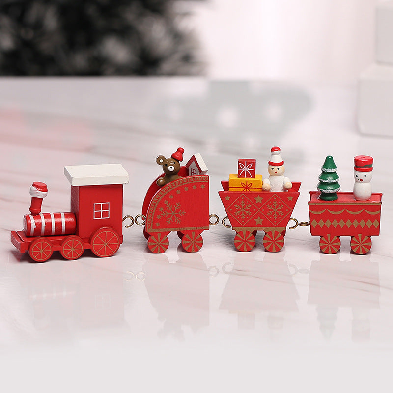 Strict selection of Christmas decorations cartoon creative children's Christmas gifts small train wooden window desktop ornaments