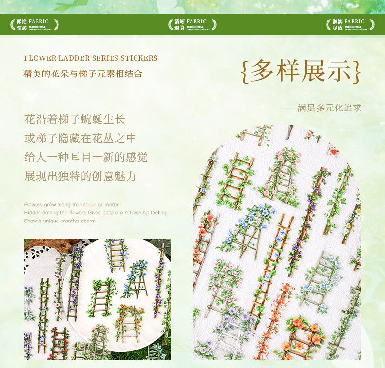 Retrostory Flower Ladder Pastoral Fresh Creative Stickers Decorative Stickers Children's Landscaping Material Journal Stickers