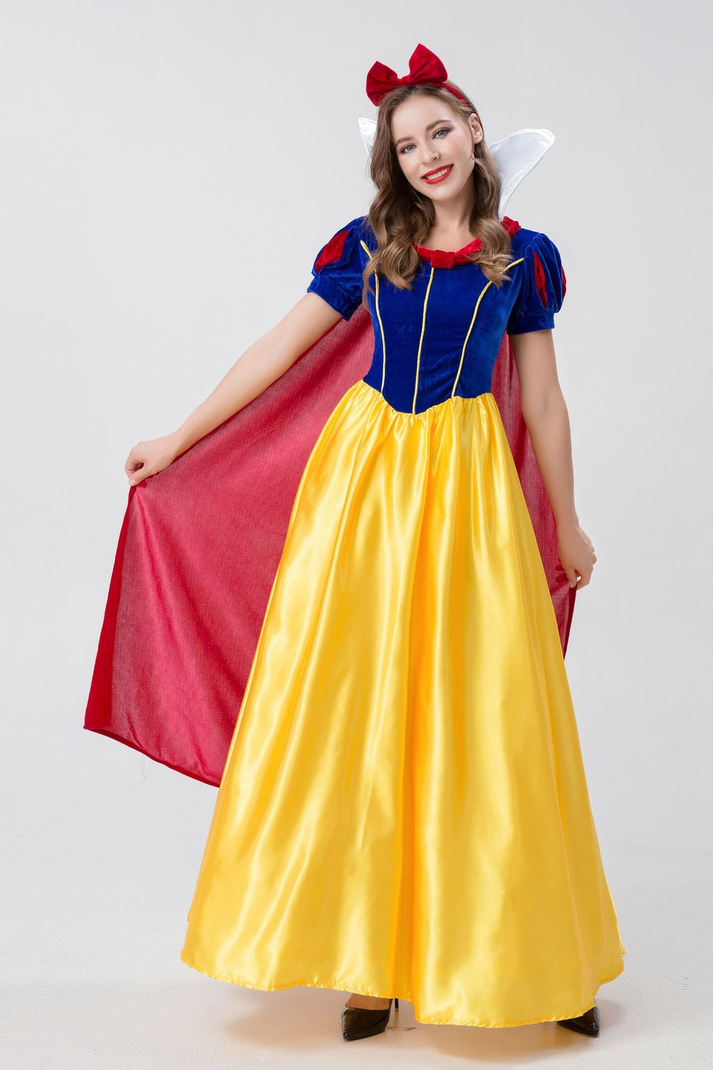 Halloween Costume Adult Snow White cosplay Deluxe Short Sleeve Long Dress Magic Fairy Princess Dress Show