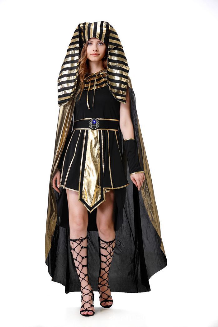 Cross-Border Halloween Egyptian Pharaoh Couple Cosplay Costumes for Men and Women Ancient Greek and Roman King Pharaoh Cleopatra Costumes