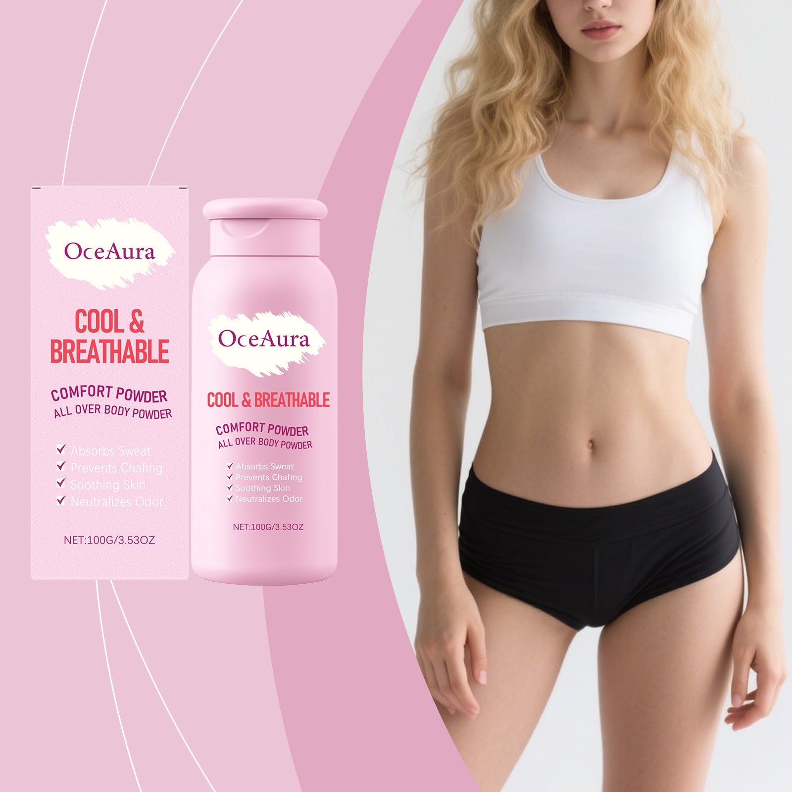 Dry Talcum Powder Remove Odor Sweating Moisture Refreshing Body Inner Thigh Absorption Natural Comfortable Sensitive Skin Care