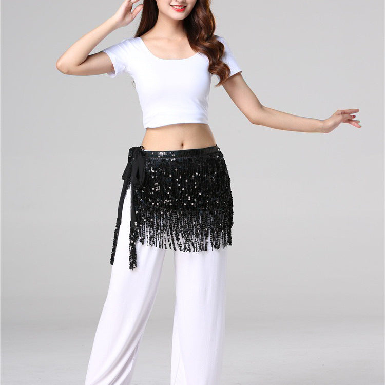 Halloween in stock Belly Dance Performance Costume Sequins Tassel Hips Bead Pieces Waist Chain Indian Dance Waist Towel Wholesale