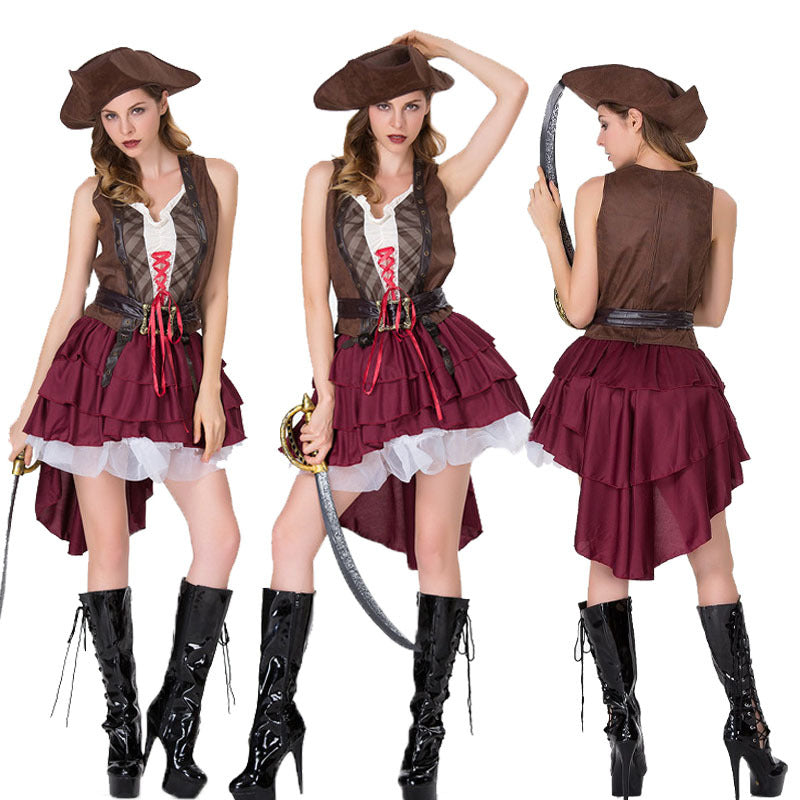 Halloween Pirates of the Caribbean Costume Female Knight Costume Adult Pirate Costume COS Halloween Costume