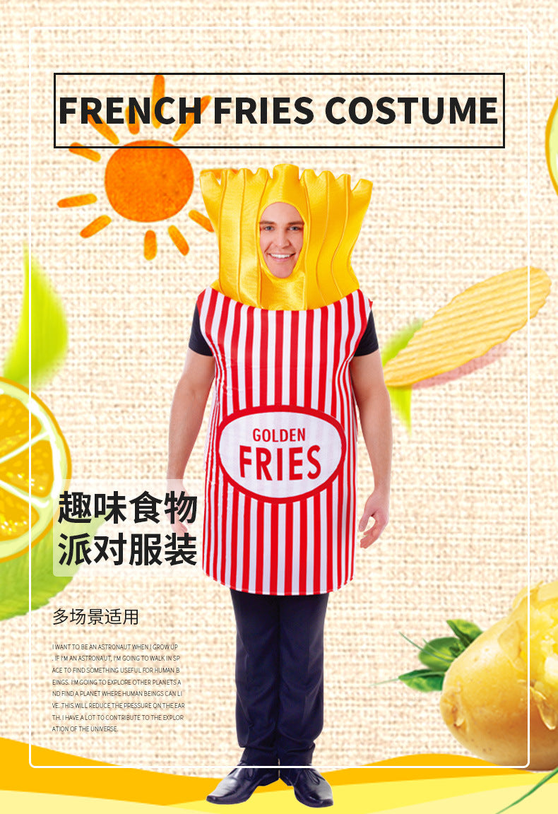 Fun Food Party Costume cosplay Play Mardi Gras Halloween Stage Performance Costume Fries Performance Costume