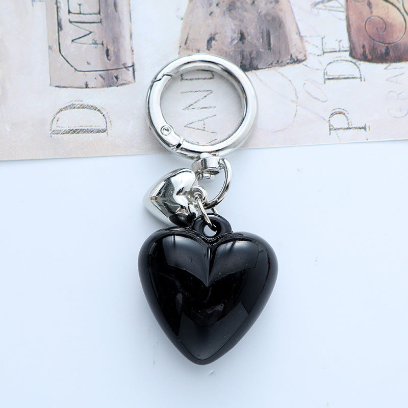 Cross-Border New Acrylic Resin Heart-Shaped Keychain Colorful Creative Couple Peach Heart Bag Water Cup Decorative Pendant