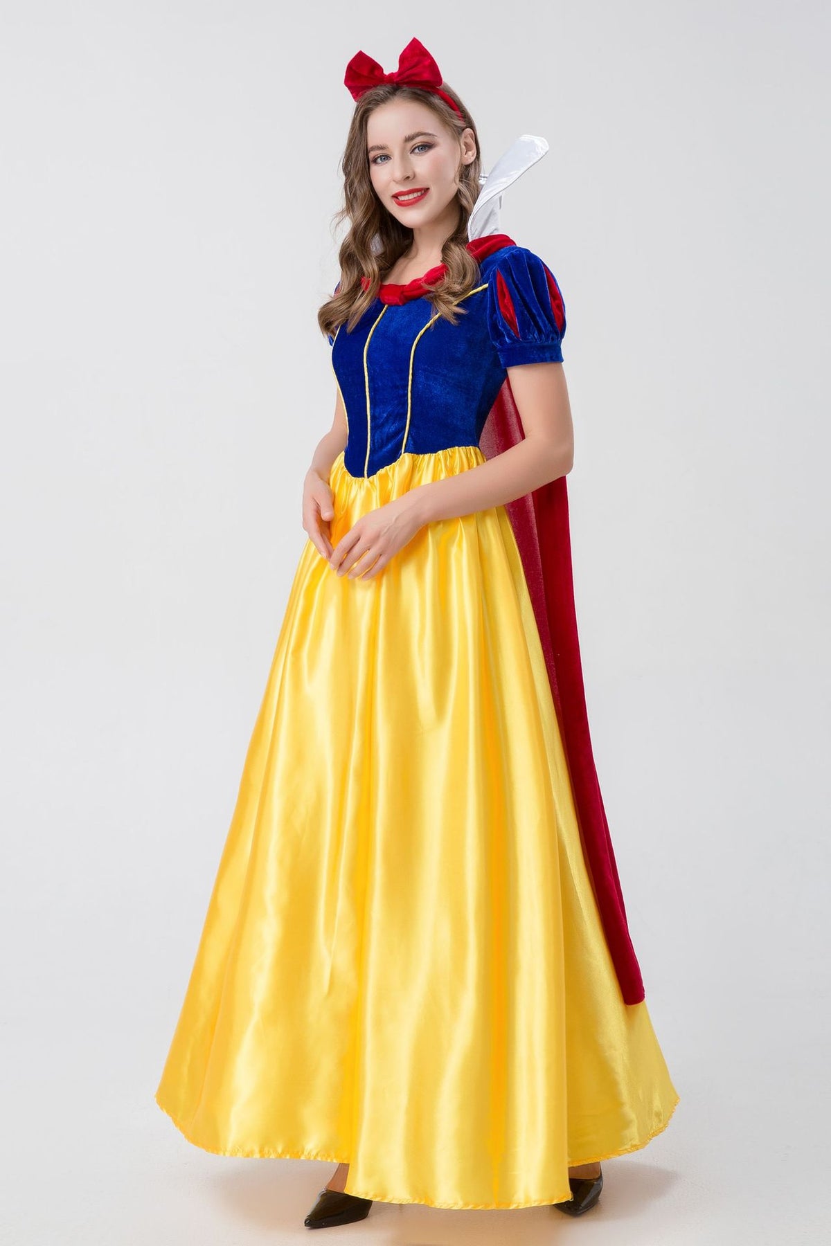 Halloween Costume Adult Snow White cosplay Deluxe Short Sleeve Long Dress Magic Fairy Princess Dress Show