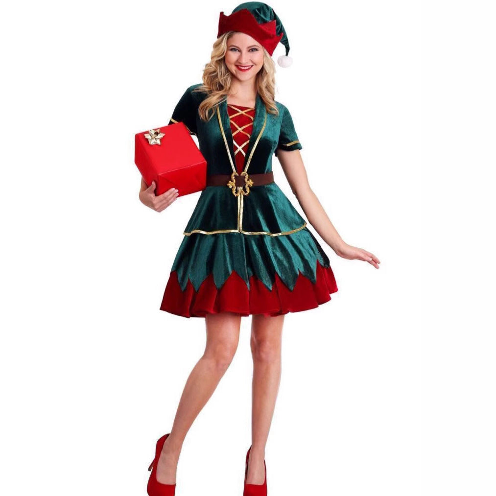 European and American New Christmas Clown Costumes, Christmas Green Costumes for Men and Women, Couple Costumes, Christmas Costumes, Stage Performance Costumes