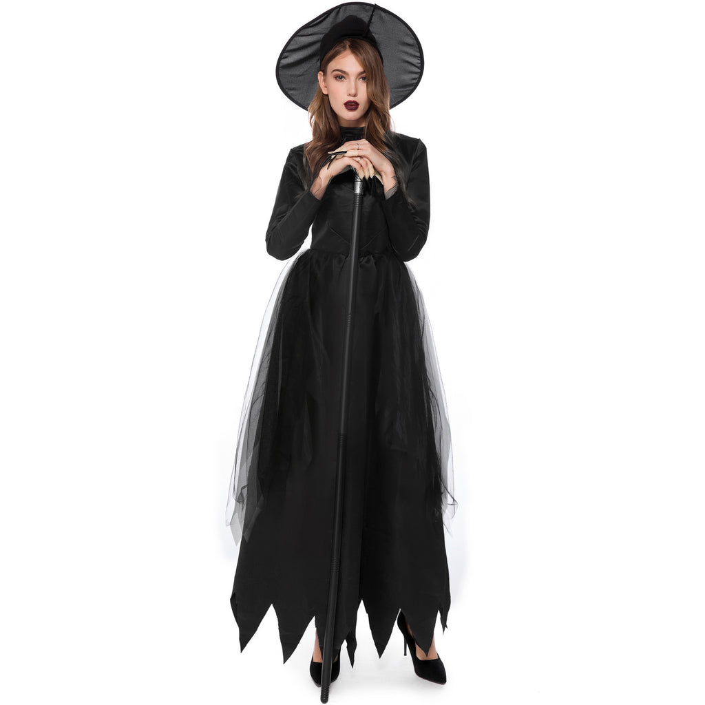 Export Halloween Cos Adult Black Witch Dark Demon Horror Masquerade Ghost Bride Costume