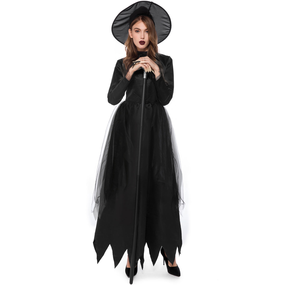 Export Halloween Cos Adult Black Witch Dark Demon Horror Masquerade Ghost Bride Costume