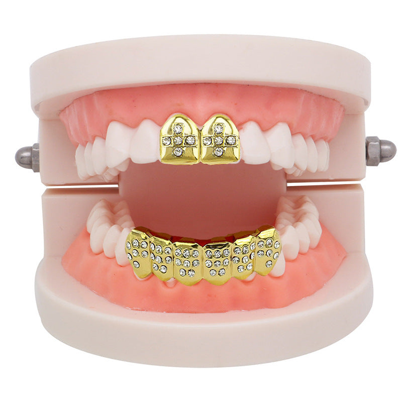 European and American hiphop bright single hip-hop braces colored diamond smooth suit decorated with colored diamond suit vampire gold braces