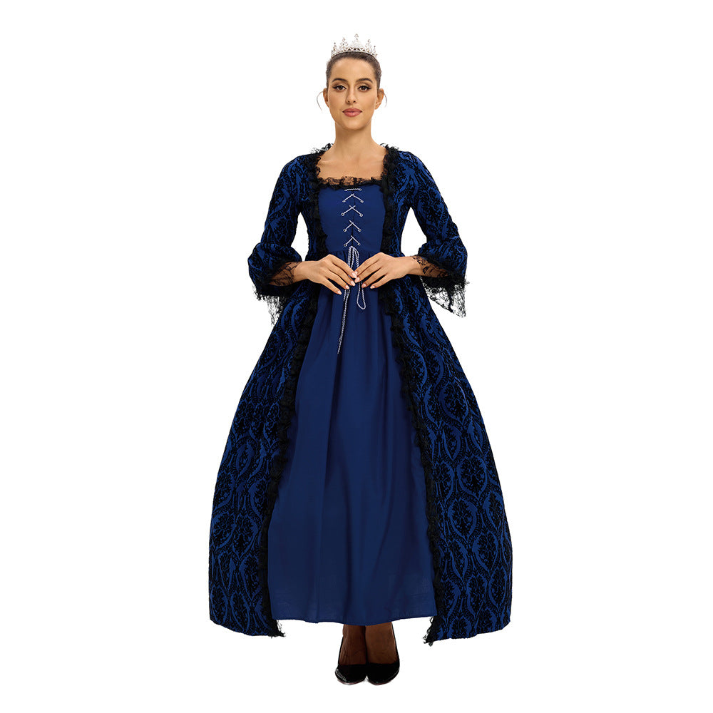 S-5xl plus size Halloween costume lace stitching vintage court queen dress Victoria maxi dress ball gown