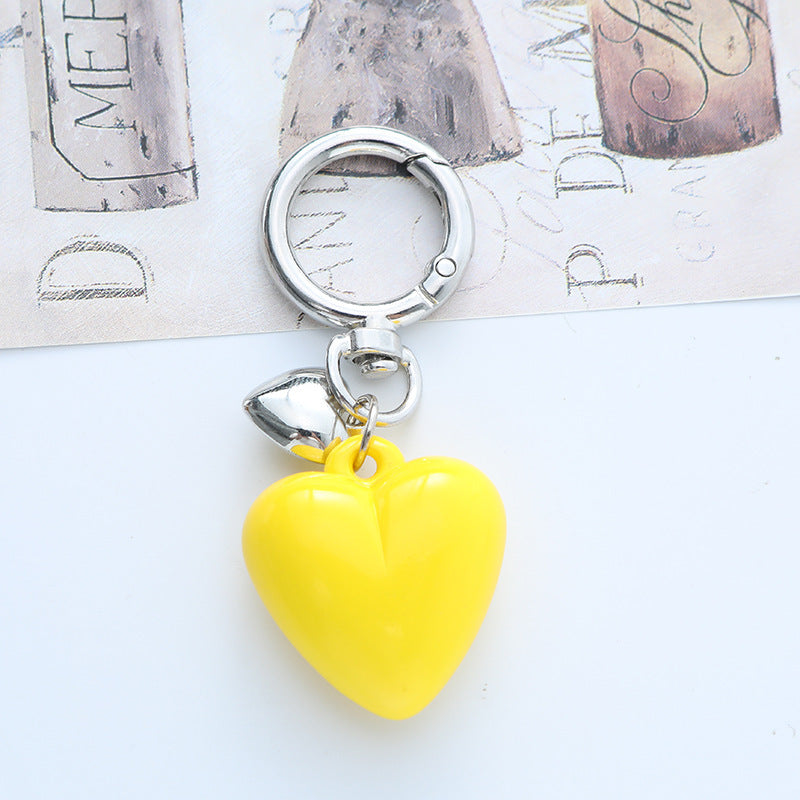 Cross-Border New Acrylic Resin Heart-Shaped Keychain Colorful Creative Couple Peach Heart Bag Water Cup Decorative Pendant