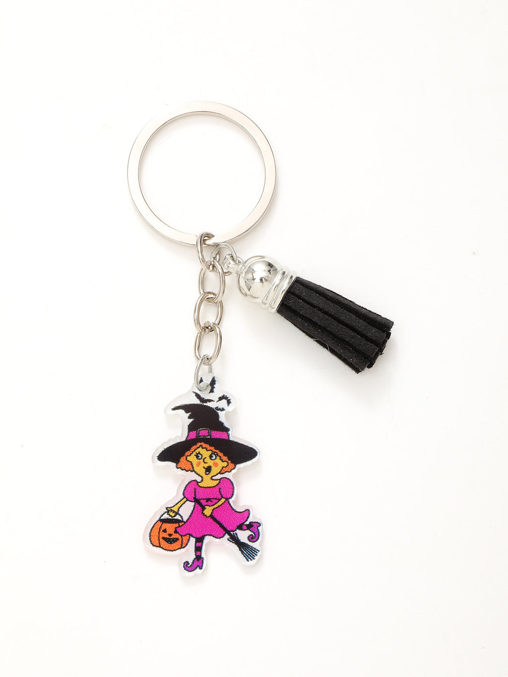 New Halloween Funny Acrylic Keychain Bat Pumpkin Head Witch Tassel Pendant Bag Accessories Pendant