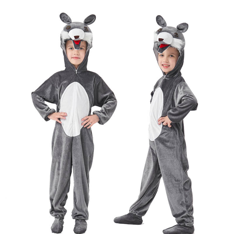 Halloween Big Bad Wolf Plays Parent-Child Animal Siaman Children's Drama Stage Performance Costume Big Tail Wolf
