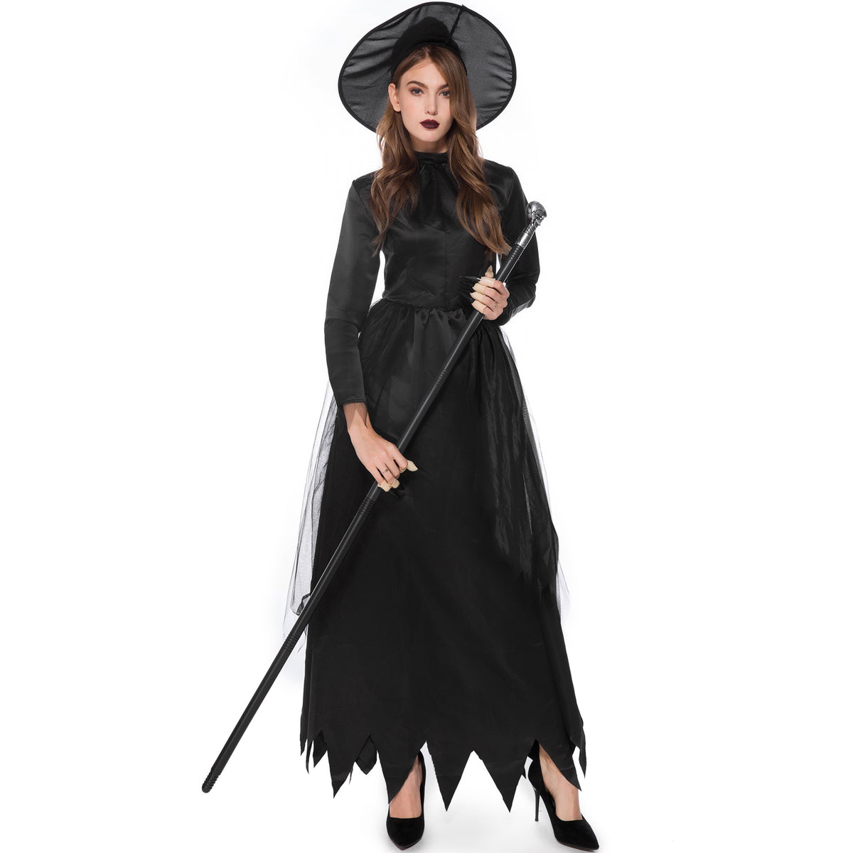 Export Halloween Cos Adult Black Witch Dark Demon Horror Masquerade Ghost Bride Costume