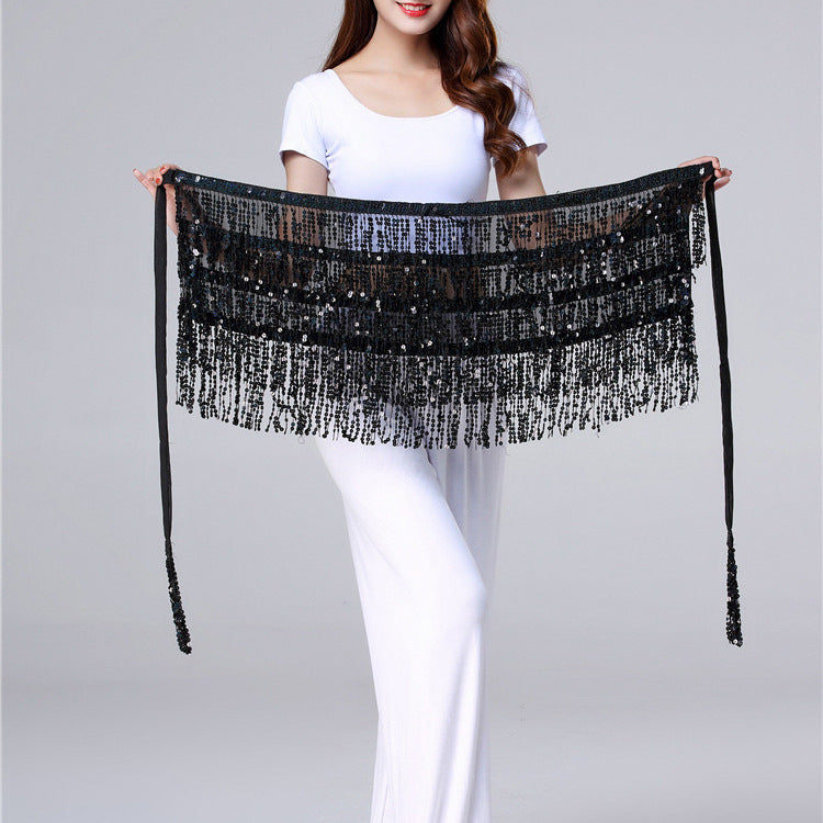 Halloween in stock Belly Dance Performance Costume Sequins Tassel Hips Bead Pieces Waist Chain Indian Dance Waist Towel Wholesale