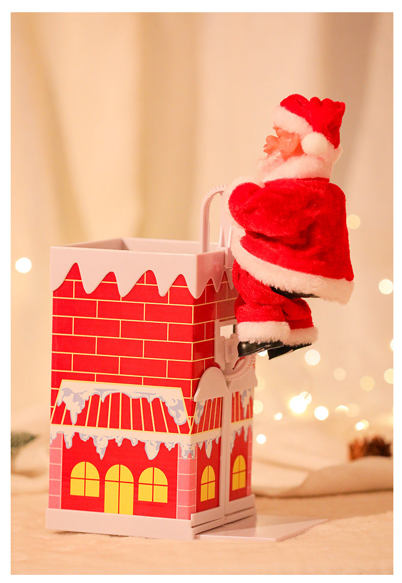 Climbing Chimney Santa Claus Electric Toy Climbing Beads Climbing Ladder Santa Claus Ornaments Christmas Decoration Gifts