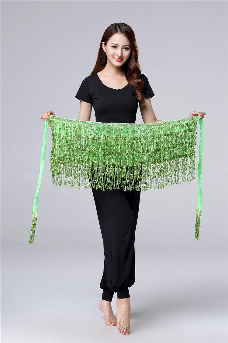 Halloween in stock Belly Dance Performance Costume Sequins Tassel Hips Bead Pieces Waist Chain Indian Dance Waist Towel Wholesale