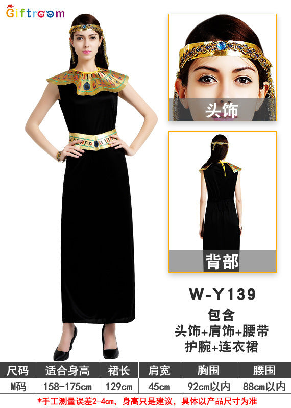 Halloween Holiday Party Pharaoh Queen Cosplay Costume Egyptian Black Festival Halloween Party Costume