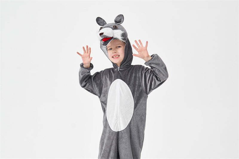Halloween Big Bad Wolf Plays Parent-Child Animal Siaman Children's Drama Stage Performance Costume Big Tail Wolf