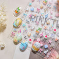 Kitten's Summer Nail Art Stickers Embossed New 3D Ins Fresh Ocean Cute Pet Nail Stickers Decoration