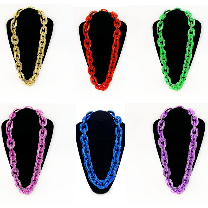 2025 Halloween Christmas Necklace Holiday Party Team Fan Ccb Thick Necklace Exaggerated Hip-Hop Big Gold Chain
