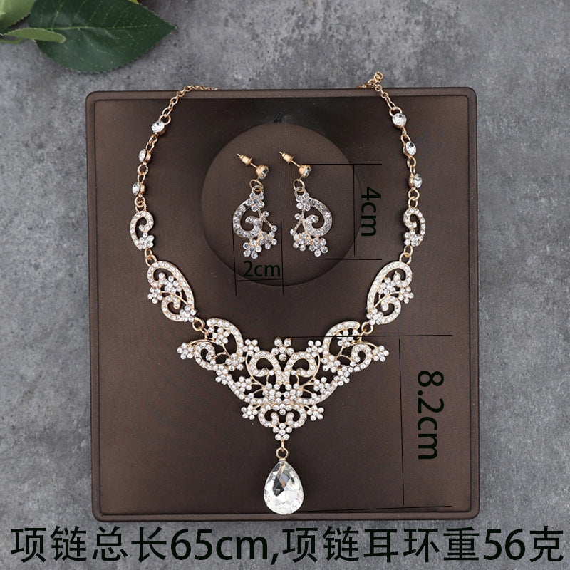 Korean Bride Necklace Earrings Two-piece Decorations Wedding Yarn Wedding Jewelry Wedding Accessories Dance Studio