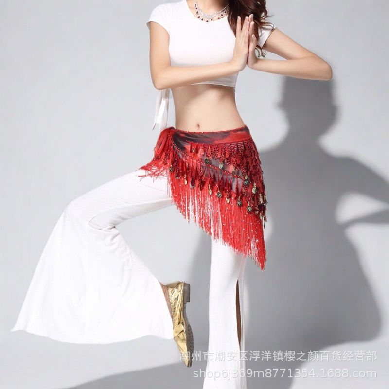 Halloween in stock Indian Dance Dress Flash Tassel Waist Towel Belly Dance Hip Towel Waist Chain Latin Dance Waist Towel Wholesale