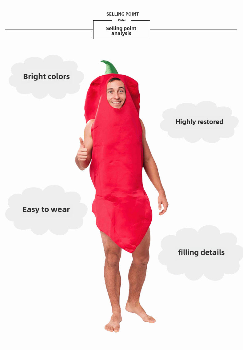 Mardi Gras Halloween Cosplay Masquerade Stage Performance Costume Big Men Fire Red Pepper Performance Costume