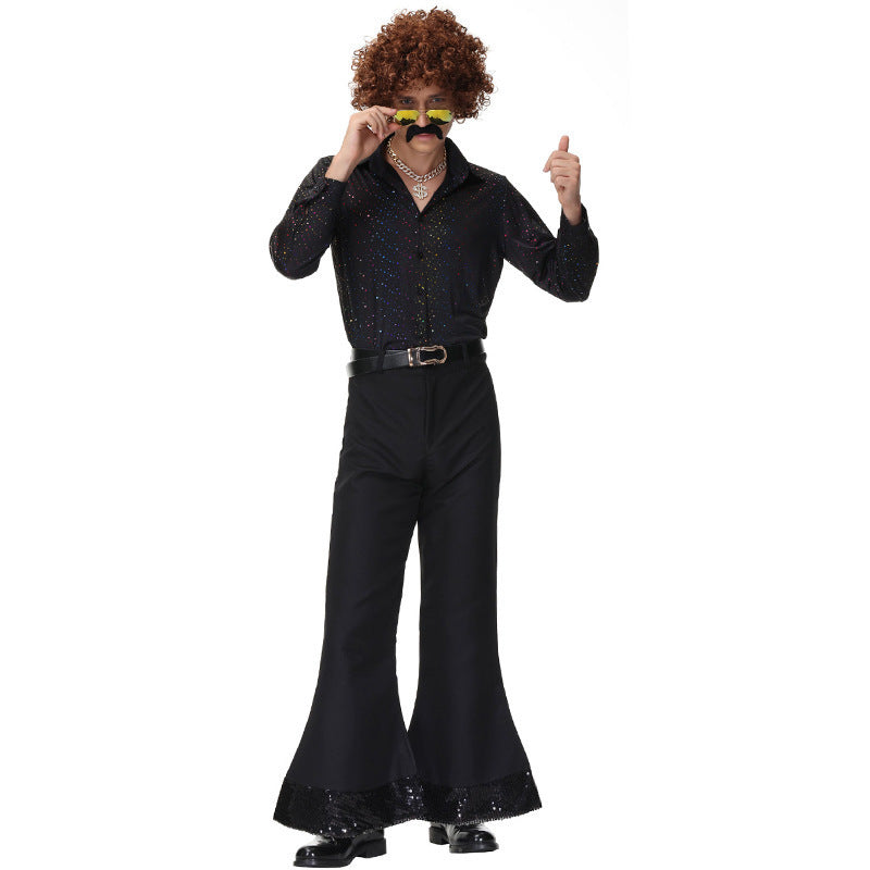 Halloween Costume Adult Retro European and American 70S Disco Sequin Couple Costume Bar Stage Performance Costume