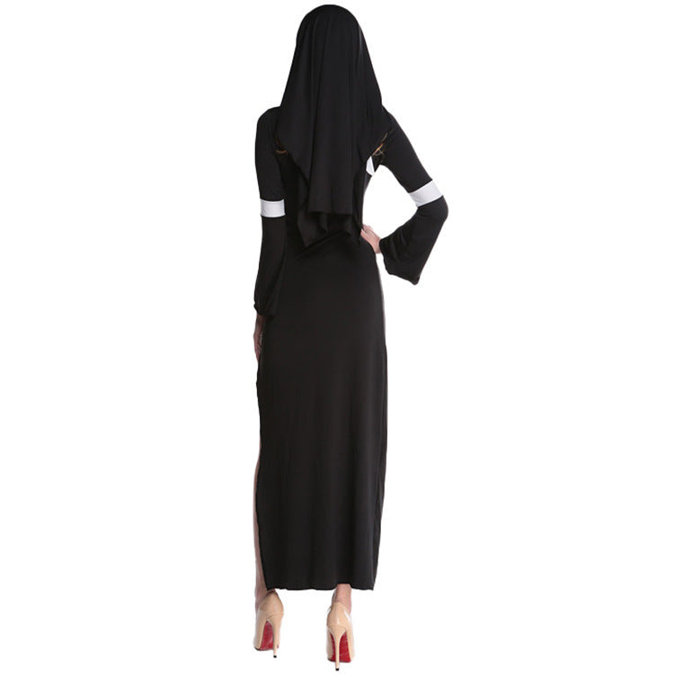 Foreign Trade Adult Female Halloween cos Costume Masquerade Nuns Cosplay Clothing Stage Performance Clothing suit
