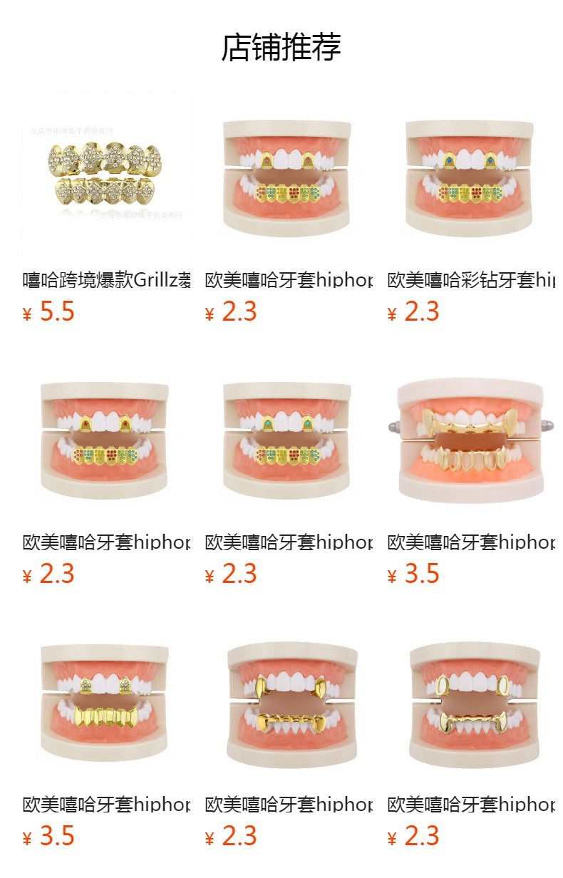 European and American hiphop bright single hip-hop braces colored diamond smooth suit decorated with colored diamond suit vampire gold braces