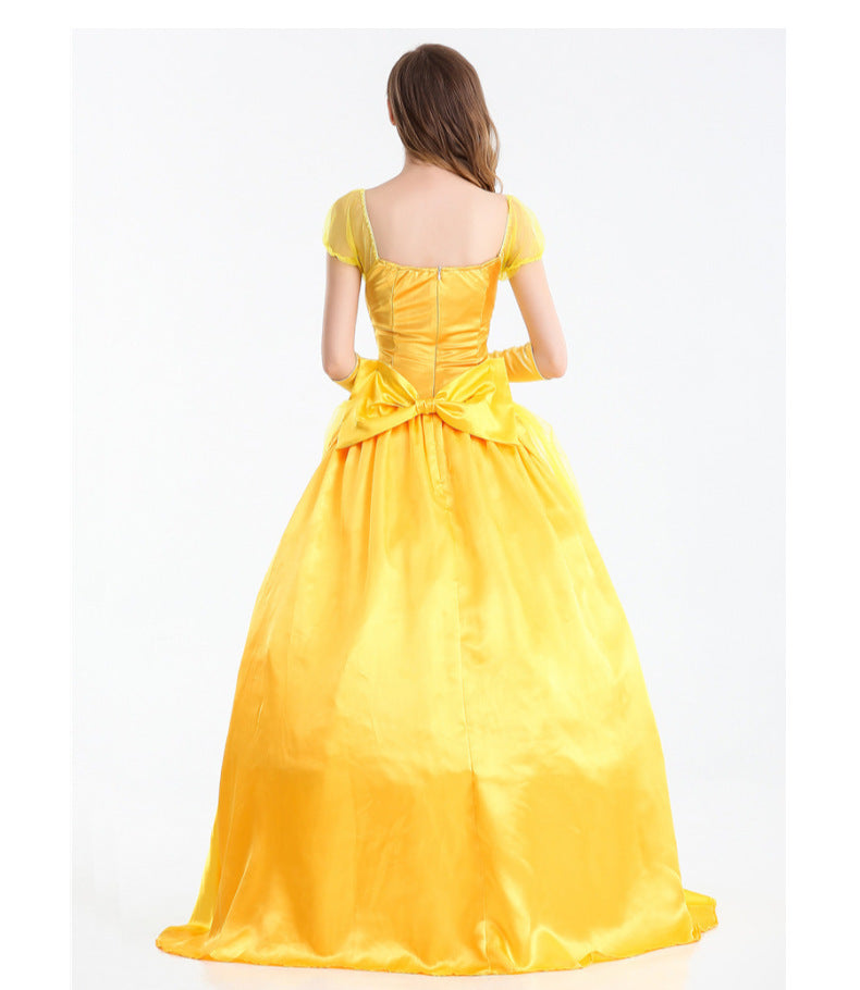 Halloween Costume Beauty and the Beast Movie Character Belle Princess Yellow Dress Game Princess Costume
