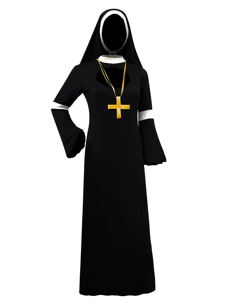Foreign Trade Adult Female Halloween cos Costume Masquerade Nuns Cosplay Clothing Stage Performance Clothing suit