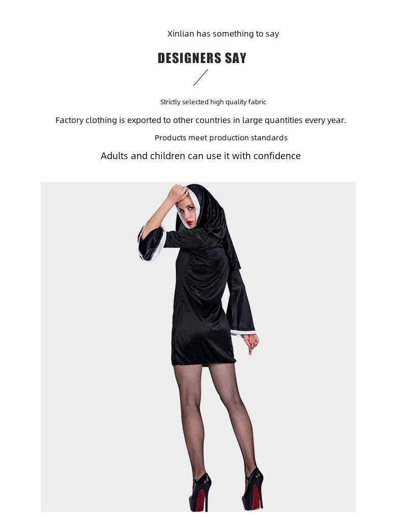 Easter Halloween Carnival Cosplay Party Costume Adult Nun Cosplay Stage Costume