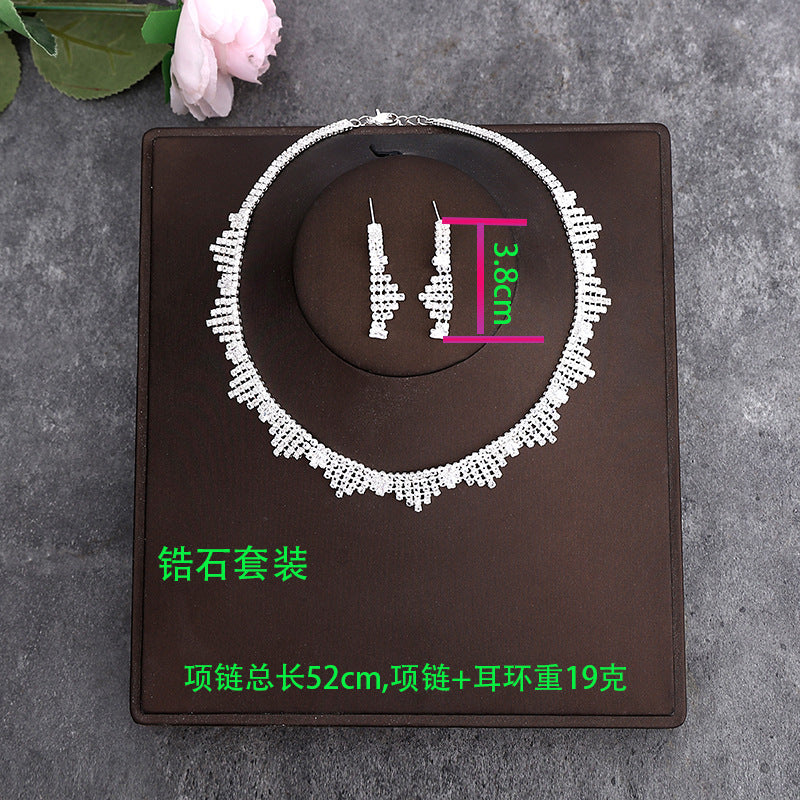 Korean Bride Necklace Earrings Two-piece Decorations Wedding Yarn Wedding Jewelry Wedding Accessories Dance Studio