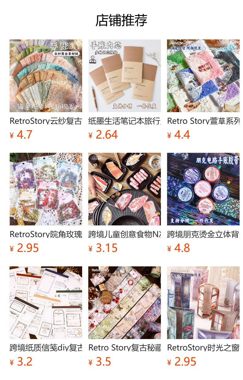 Retrostory Gear Rhapsody Series Original Laser Journal Material Decoration Collage 6 Base DIY Tapes