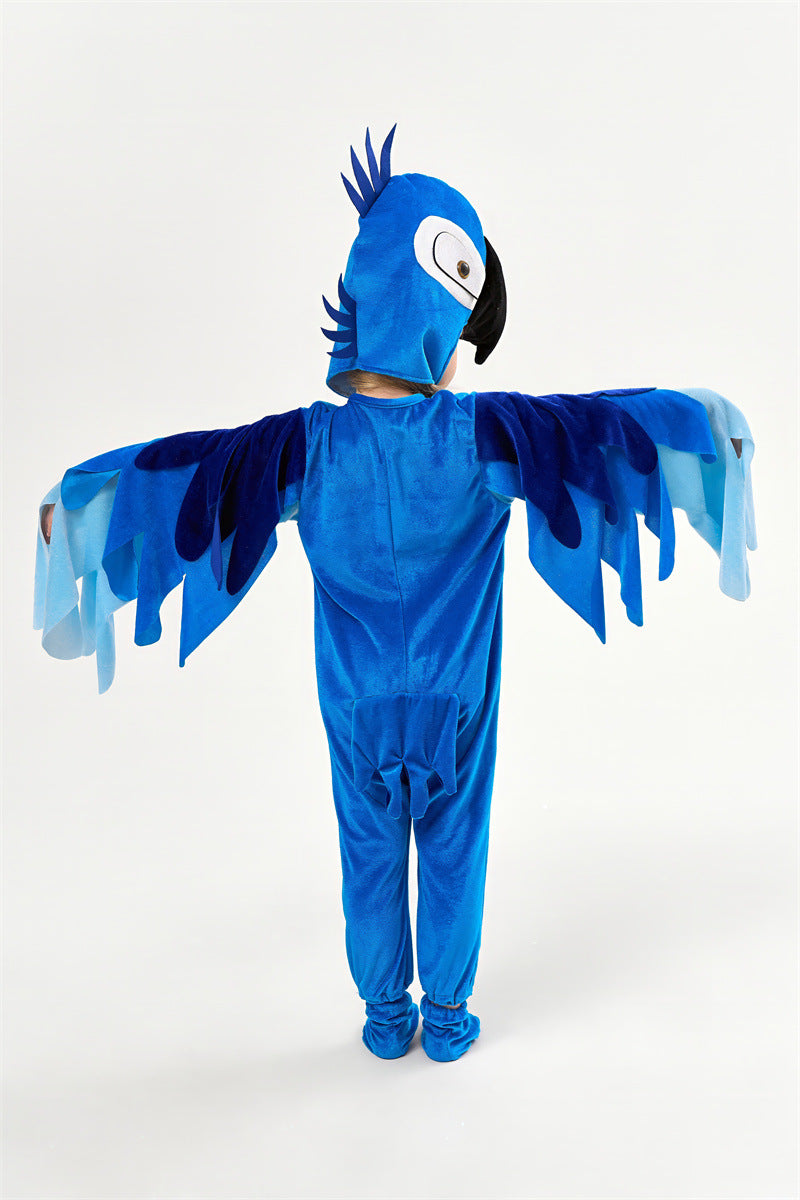 Halloween Children's Performance Costume Cartoon Animal One-piece Costume Blue Red Parrot COS Performance Costume
