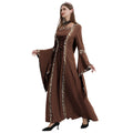 European and American Halloween Retro Medieval Hooded Dress Square Collar Lace-up Trumpet Sleeve Large Dress Stage Performance Dress