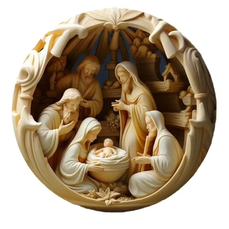 2025 Cross-Border Independent Station Acrylic 3D Effect Christmas Ornaments New Religious Belief Decoration